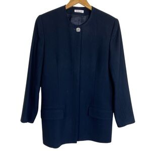 Talbots Vintage 90s 100% Wool Blazer Long Suit Jacket Formal Modest Elegant 10